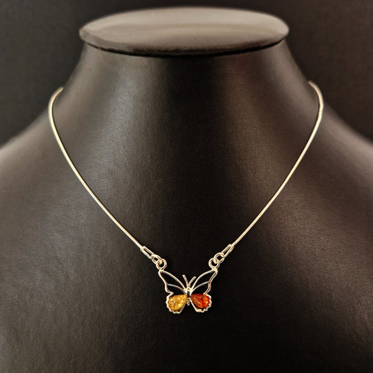 Amber small butterfly necklace