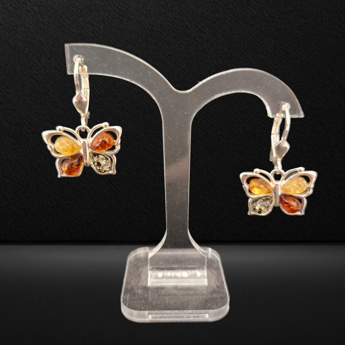 Amber butterfly earrings