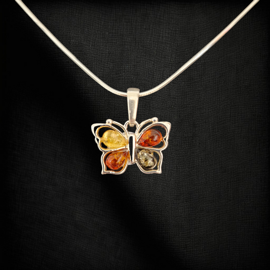 Amber butterfly pendant