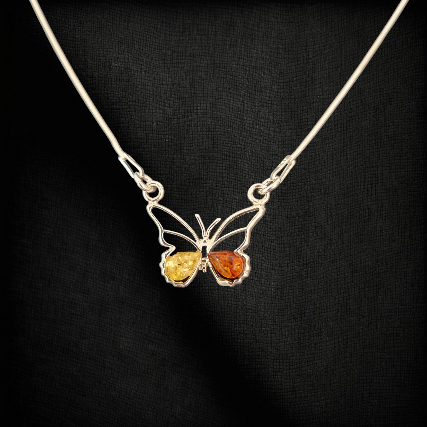 Amber small butterfly necklace